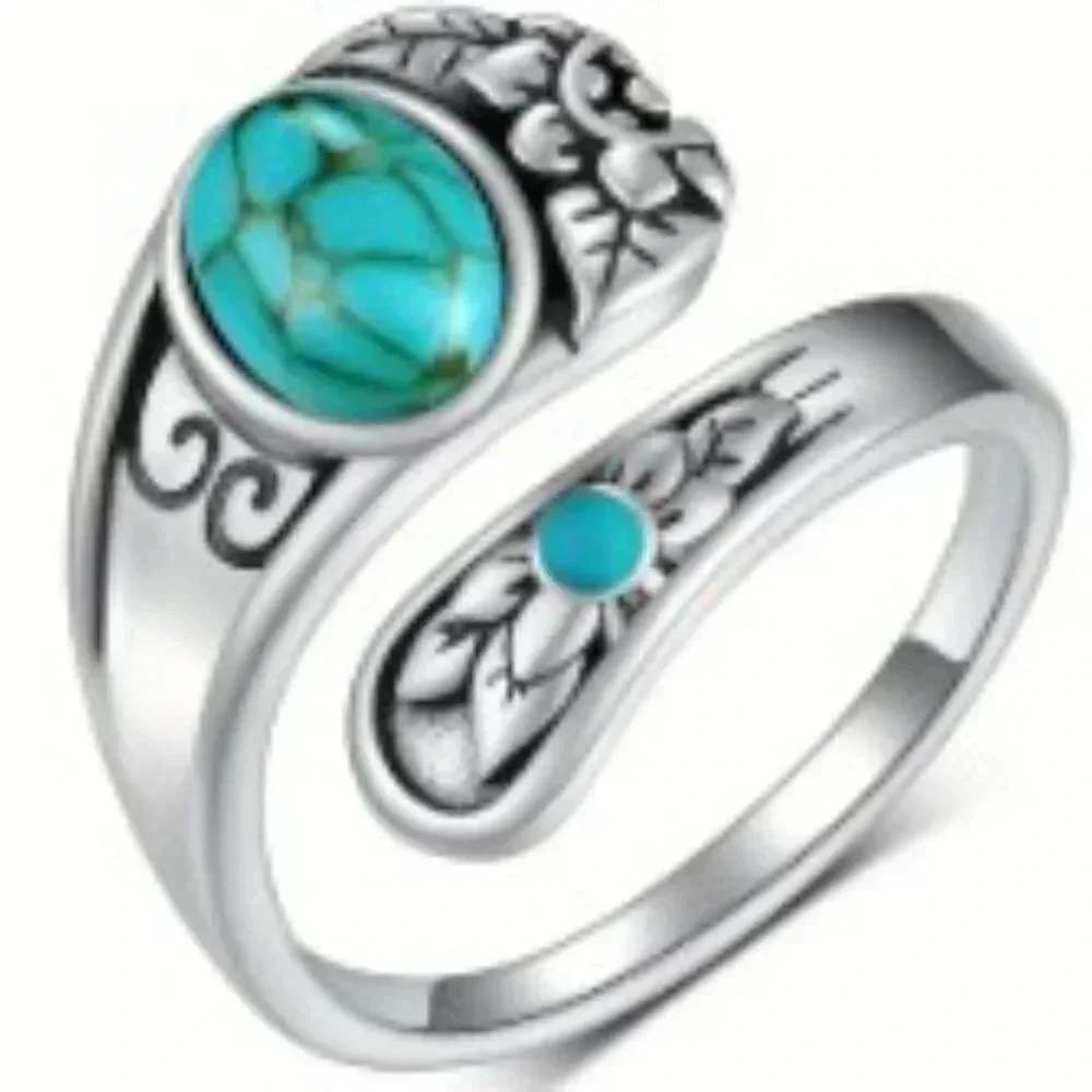 NWT Stunning Turquoise Statement Ring Vintage-Inspired Victorian Design Size 7